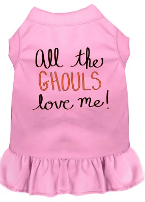 All The Ghouls Screen Print Dog Dress Light Pink Sm (10)