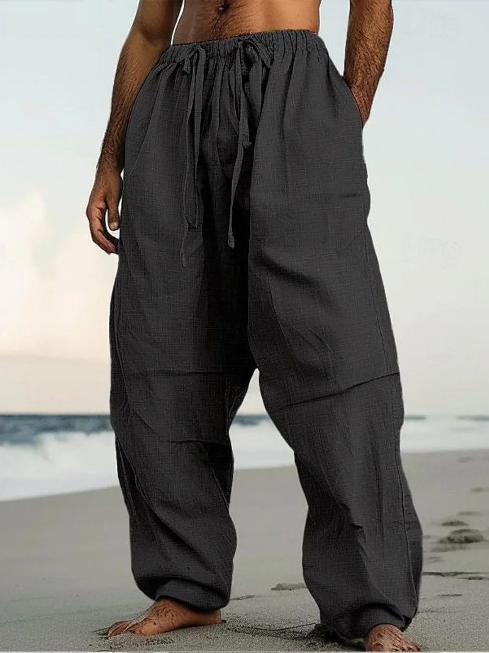 Alohadaddy Casual Beach Straight Pants Solid Color Comfortable Daily Street