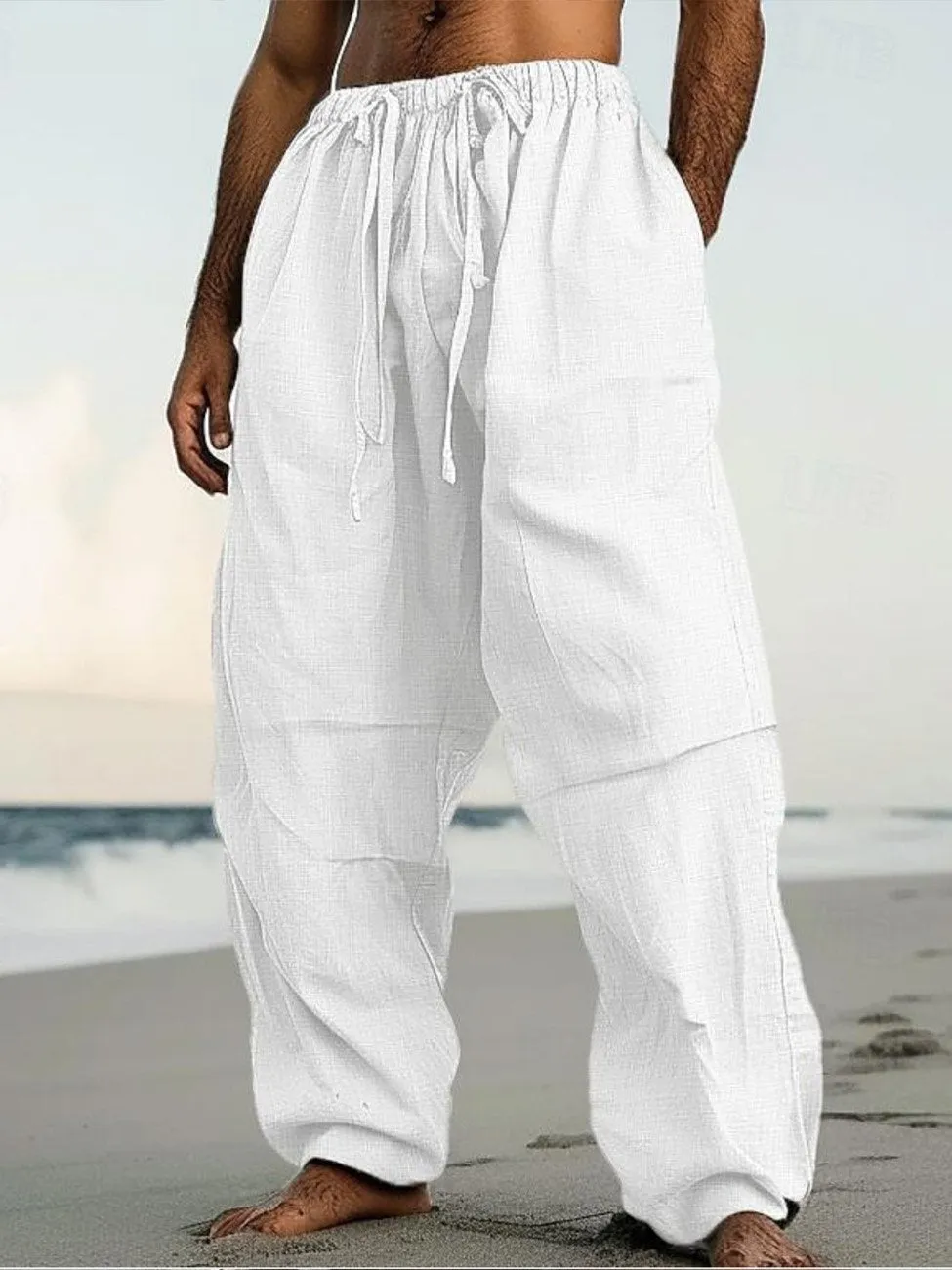 Alohadaddy Casual Beach Straight Pants Solid Color Comfortable Daily Street