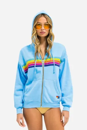 Aviator Nation 5 Stripe Relaxed Zip Hoodie in Sky