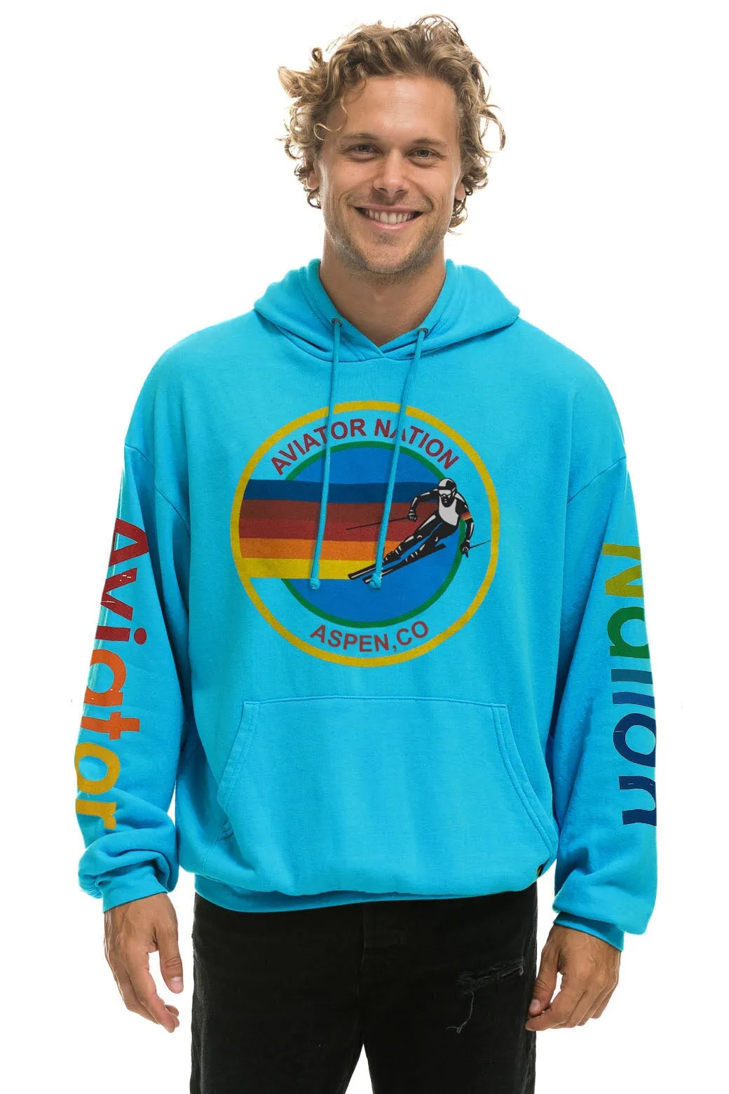 AVIATOR NATION ASPEN RELAXED PULLOVER HOODIE - NEON BLUE