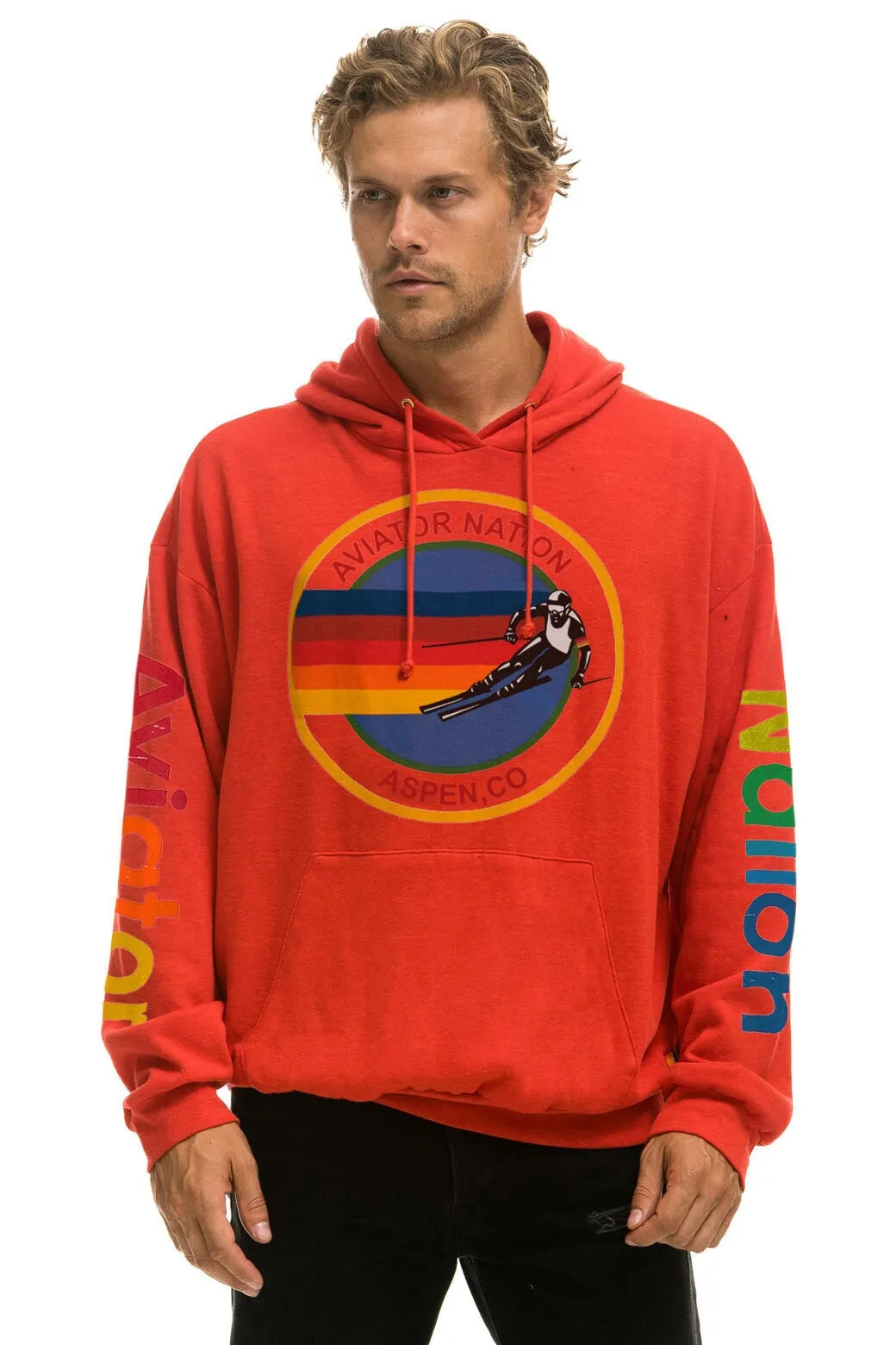 AVIATOR NATION ASPEN RELAXED PULLOVER HOODIE - RED