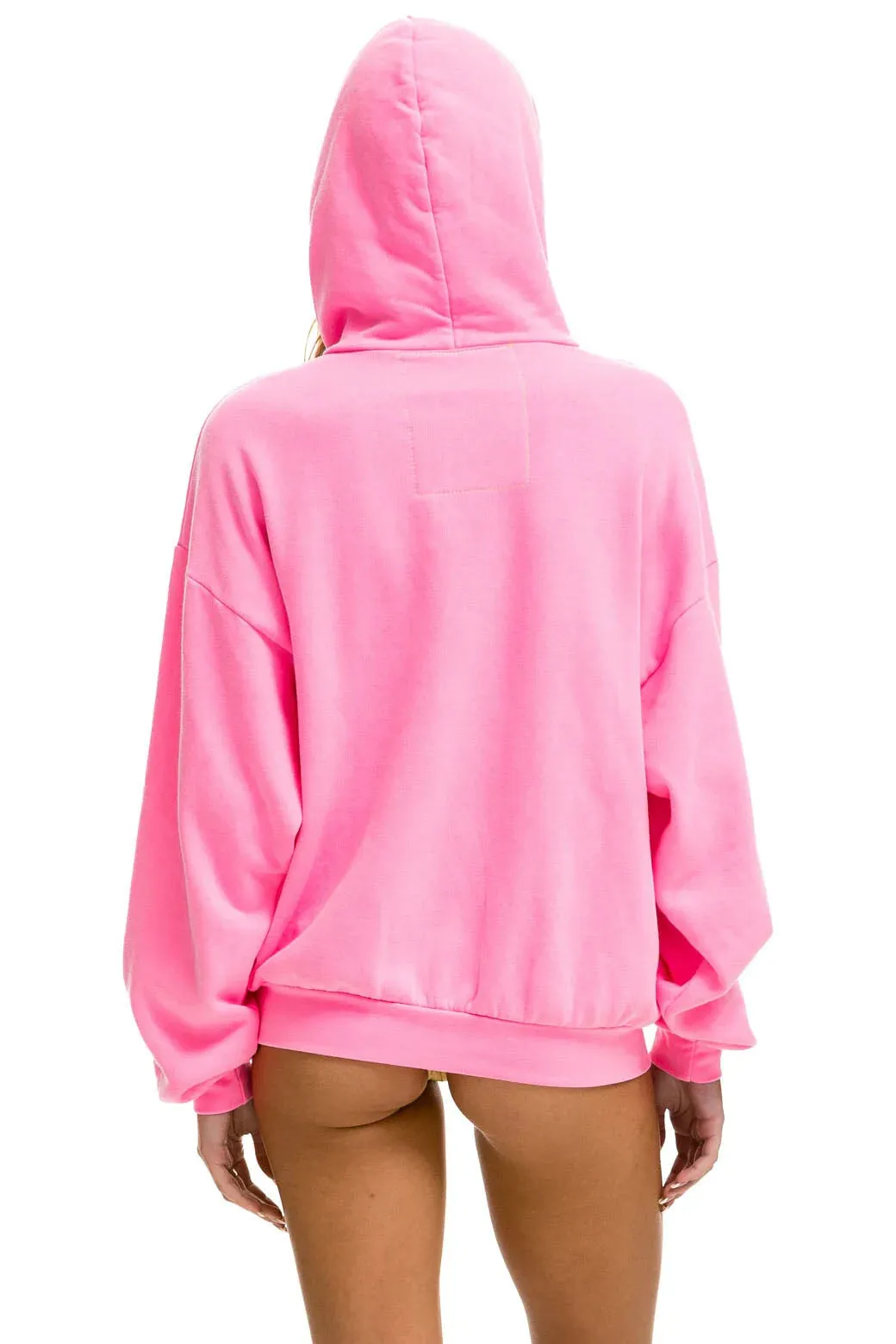 Aviator Nation Logo Pullover Relaxed Hoodie Neon Pink