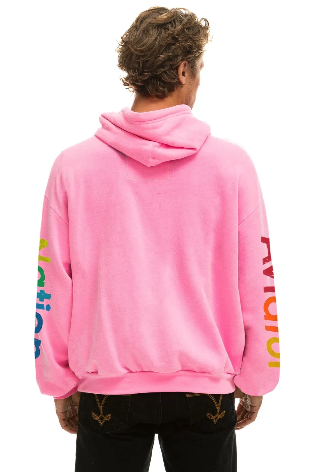 AVIATOR NATION MALIBU RELAXED PULLOVER HOODIE - NEON PINK