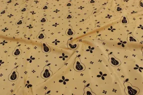 Black & Light Beige Quirky Printed Rayon Fabric