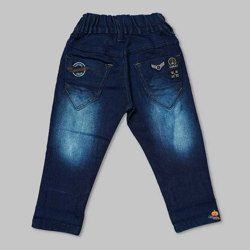 Blue Shaded Jeans for Boys with Stylish Buttons