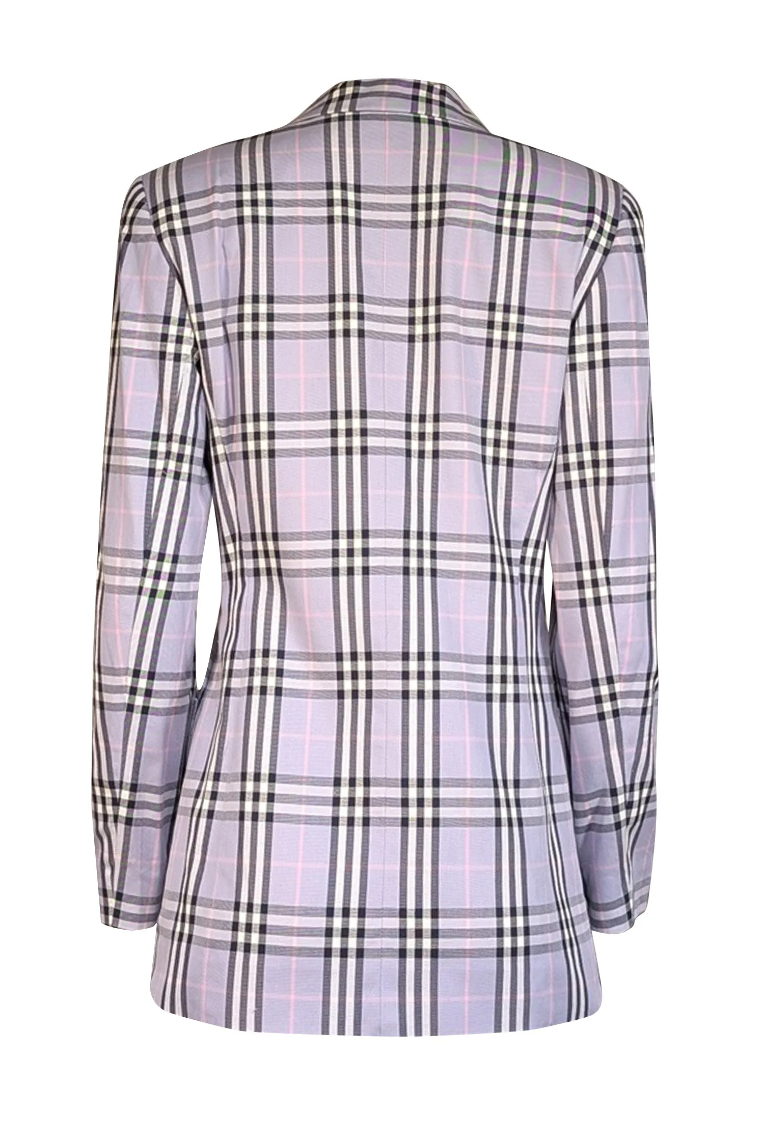 Burberry - Lavender & Navy Plaid Three Button Blazer Sz 6