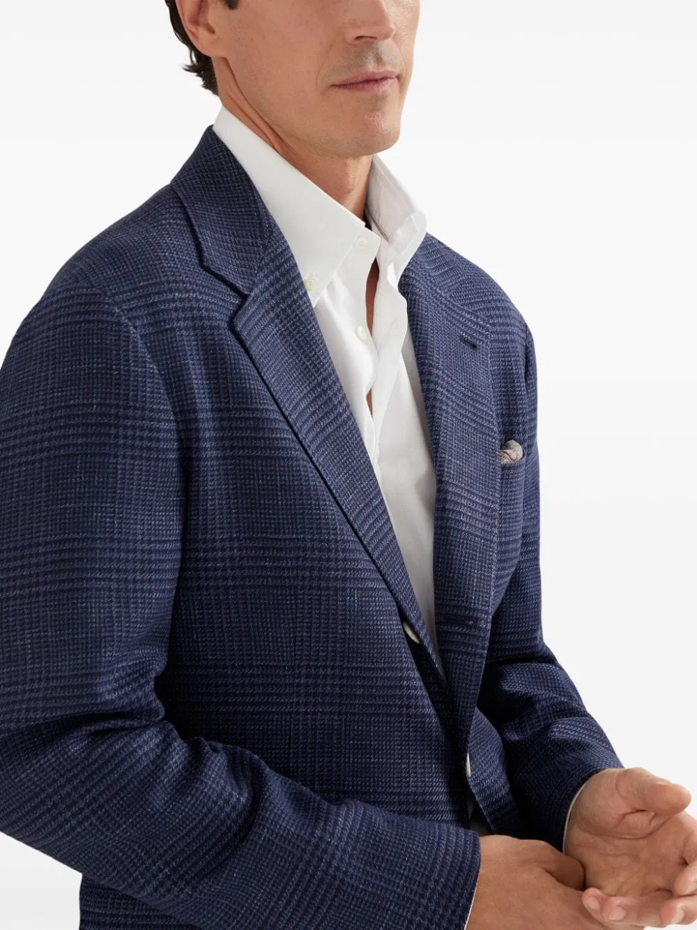 Check-Pattern Single-Breasted Blazer