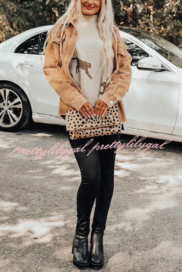 Cozy and Kind Leopard Slit Relaxed Sweatshirt