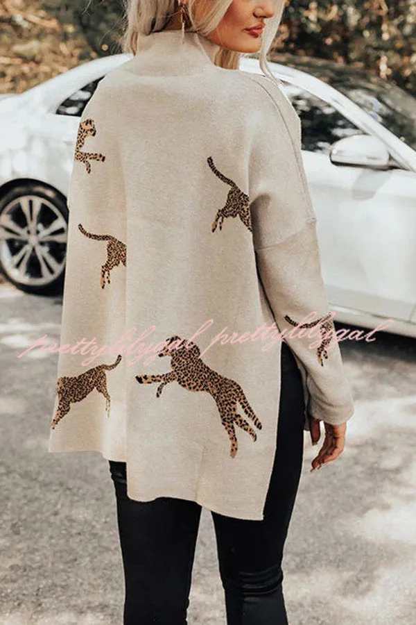 Cozy and Kind Leopard Slit Relaxed Sweatshirt