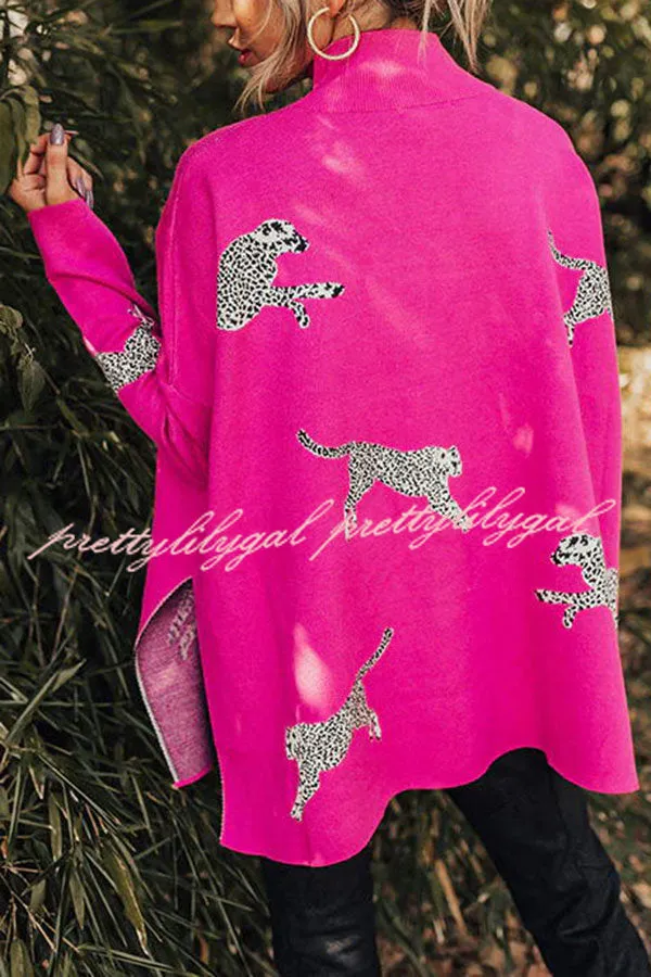 Cozy and Kind Leopard Slit Relaxed Sweatshirt