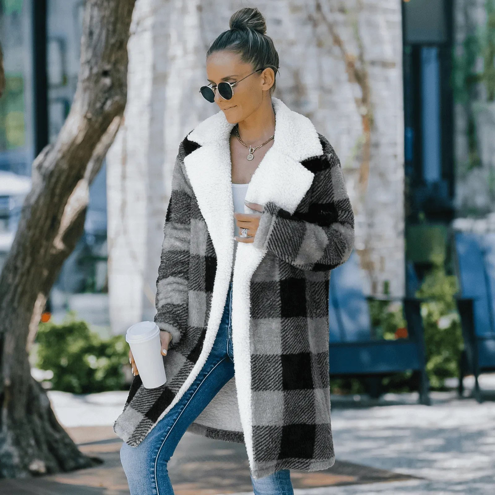 Cozy Season Plaid Sherpa Lined Jacket