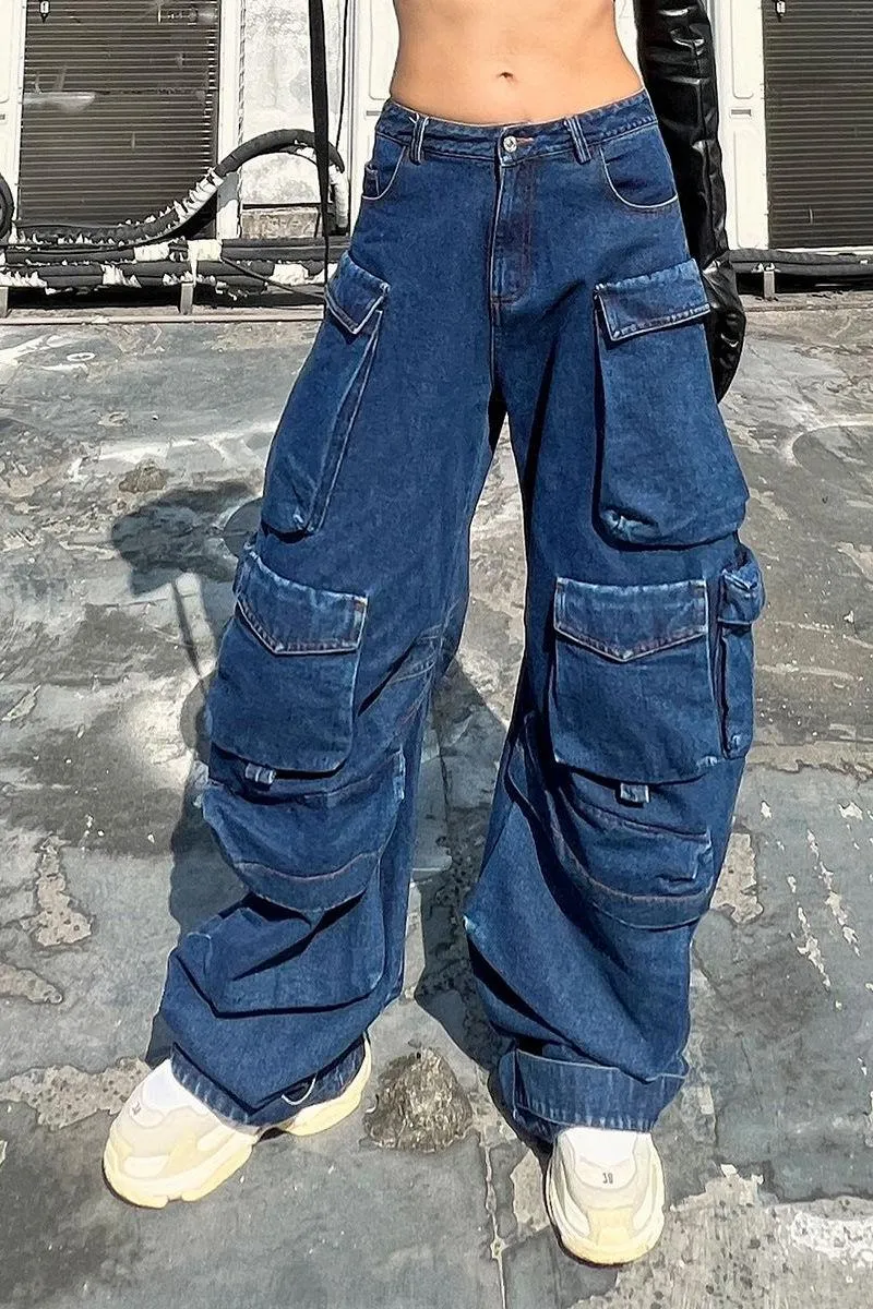 Denim Parachute Loose Pants