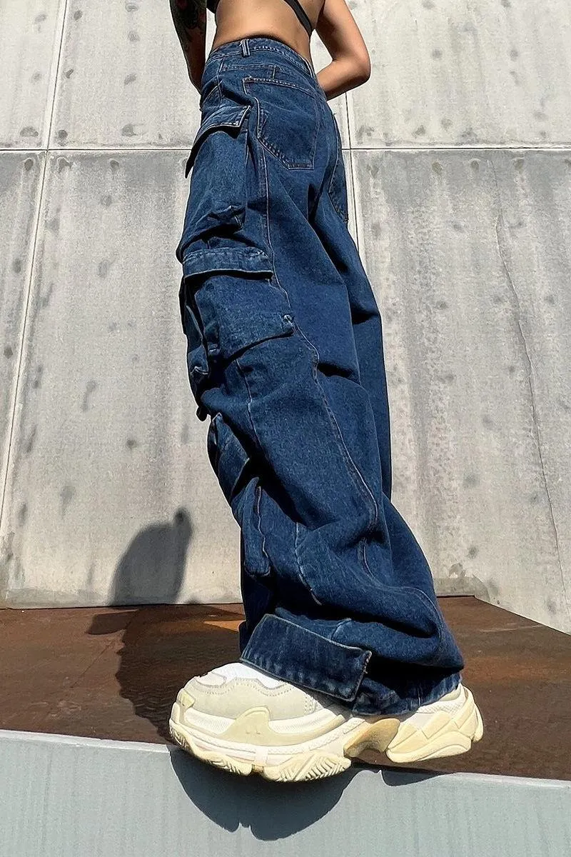 Denim Parachute Loose Pants