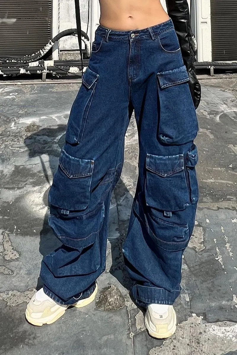 Denim Parachute Loose Pants