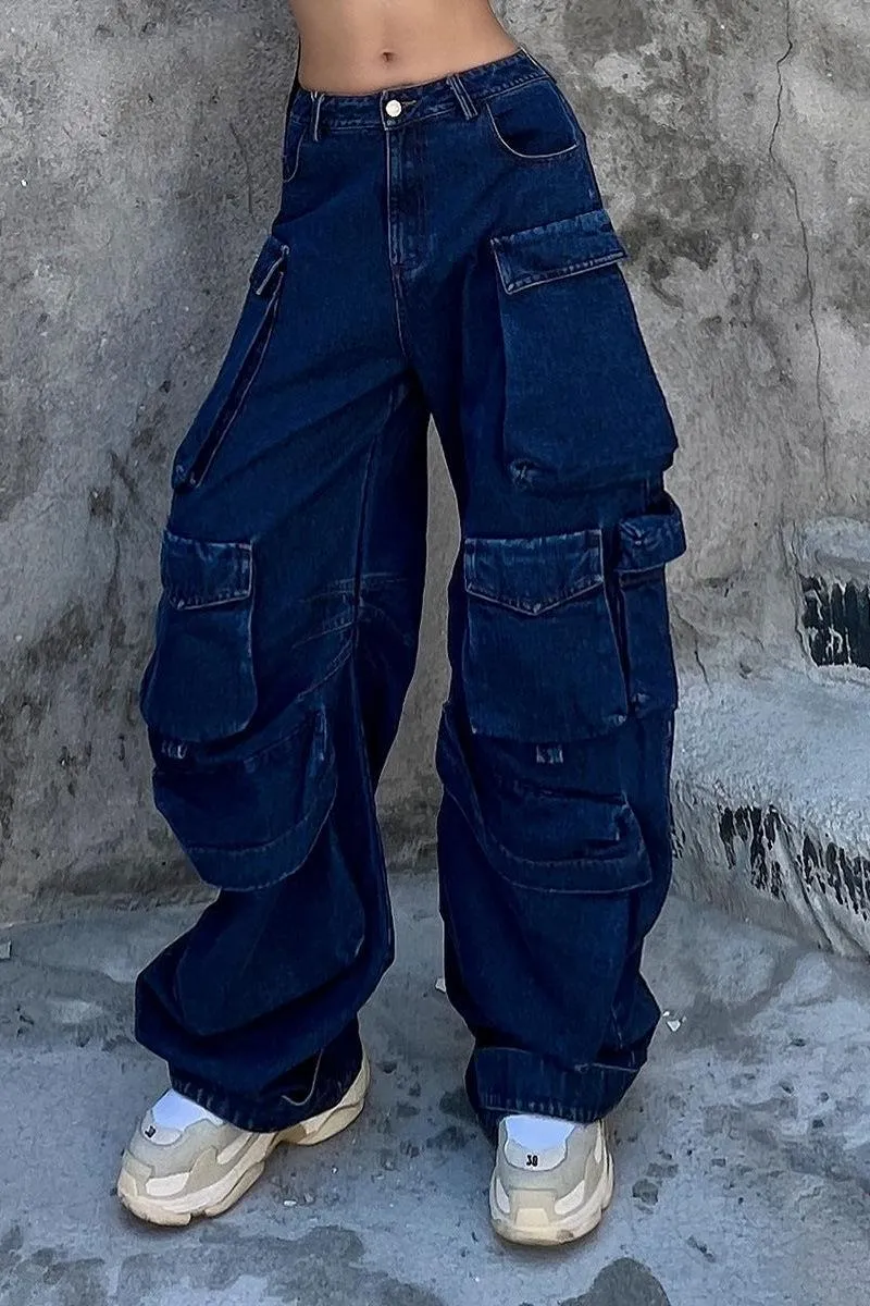 Denim Parachute Loose Pants