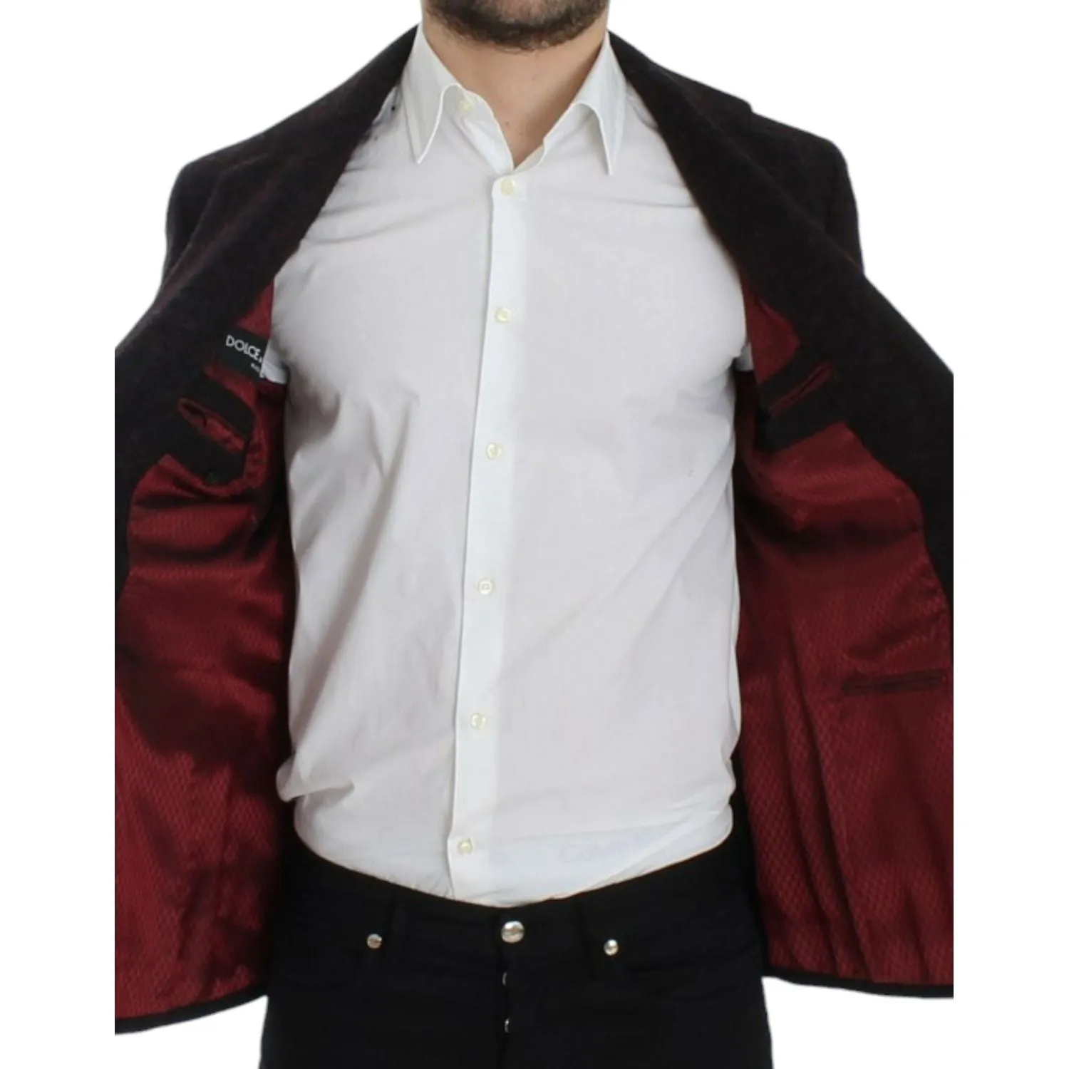 Dolce & Gabbana Bordeaux Alpaga Two-Button Blazer Jacket