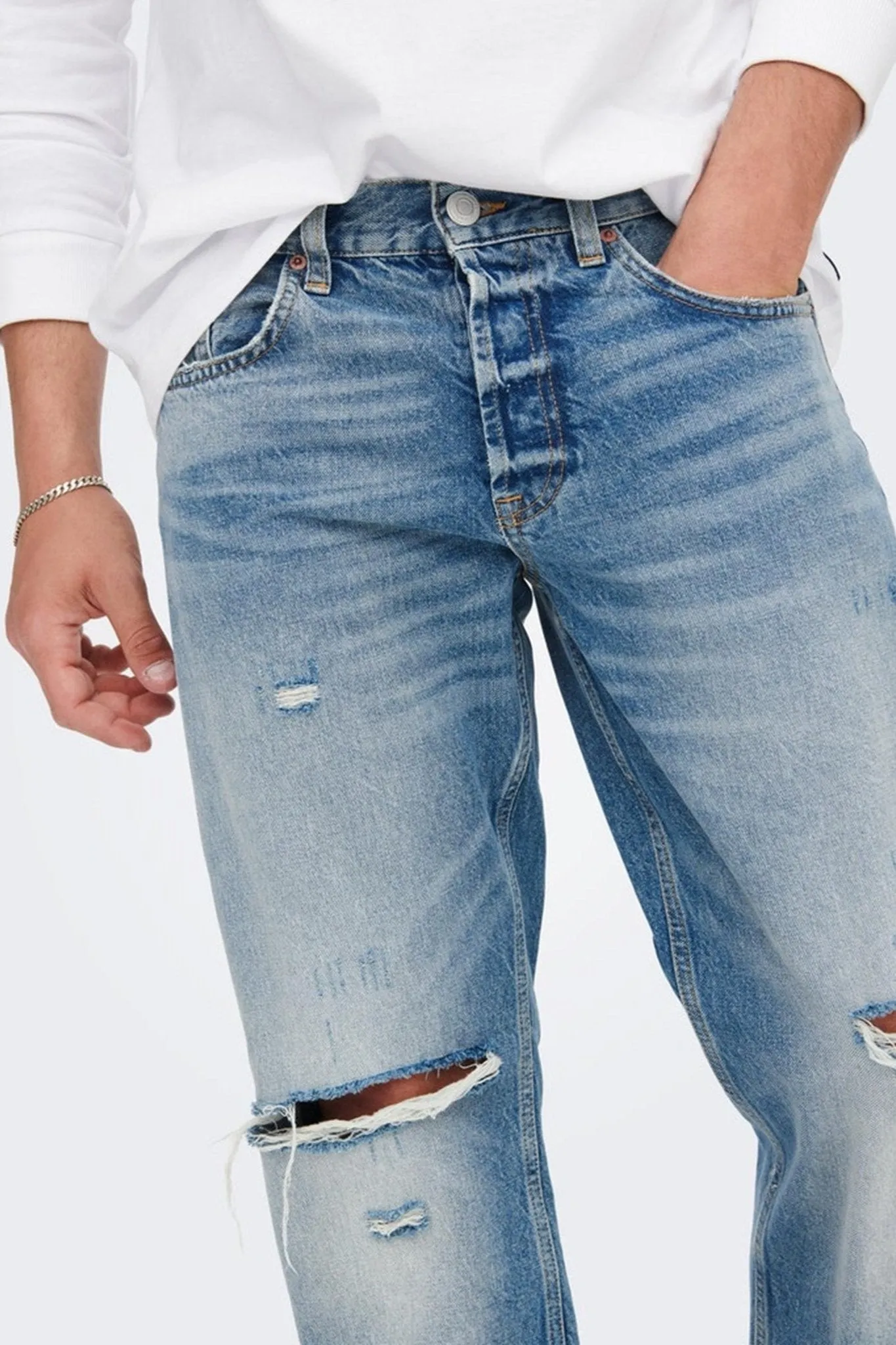 Edge Loose Jeans - Light Blue Denim