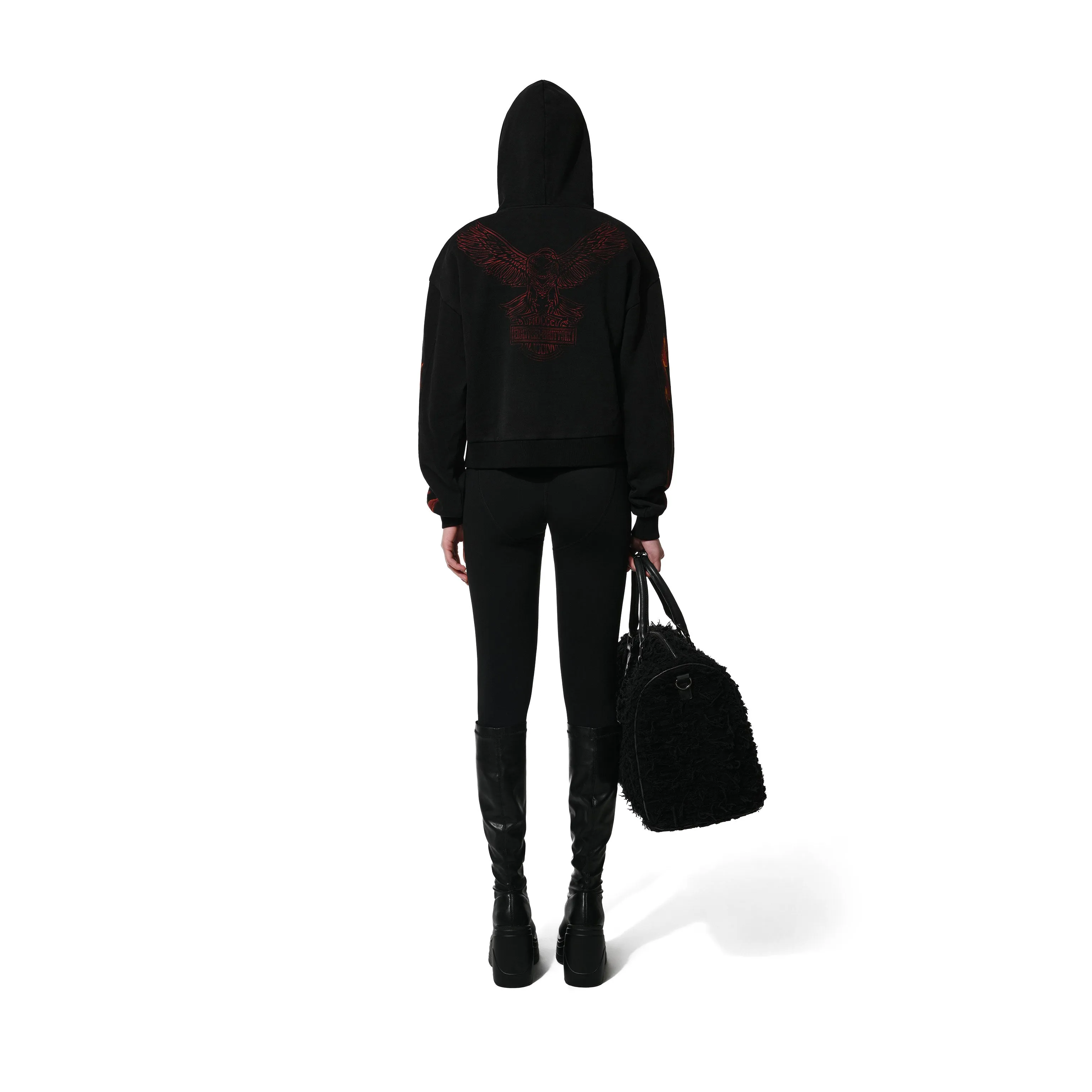 FLAME HOODIE W - BLACK