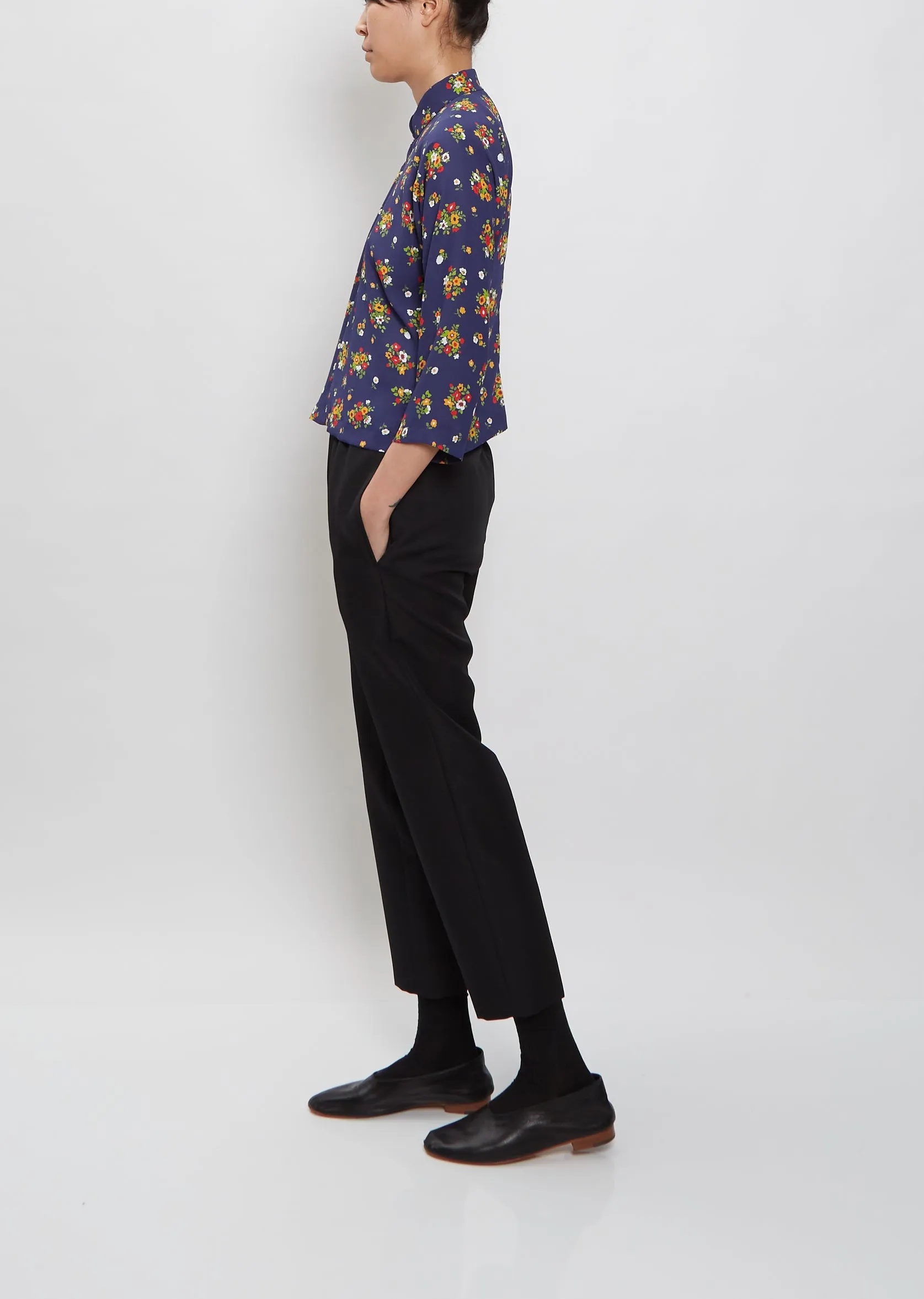 Floral Mandarin Collar Top