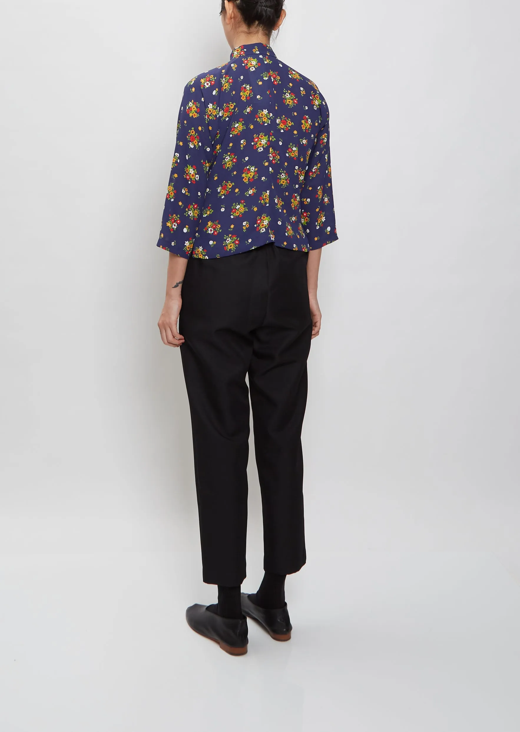 Floral Mandarin Collar Top