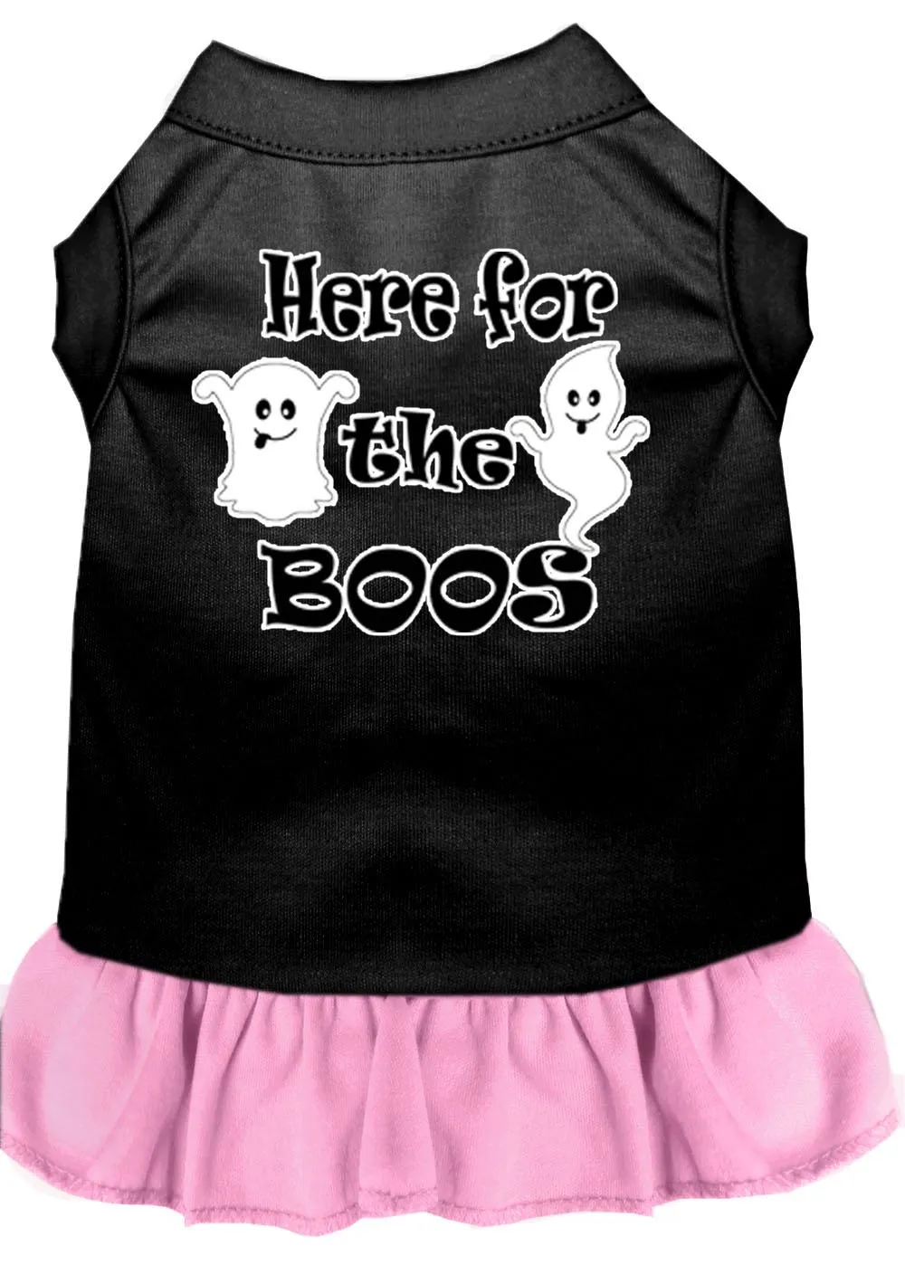 Here For The Boos Screen Print Dog Dress Black With Light Pink Xl (16)