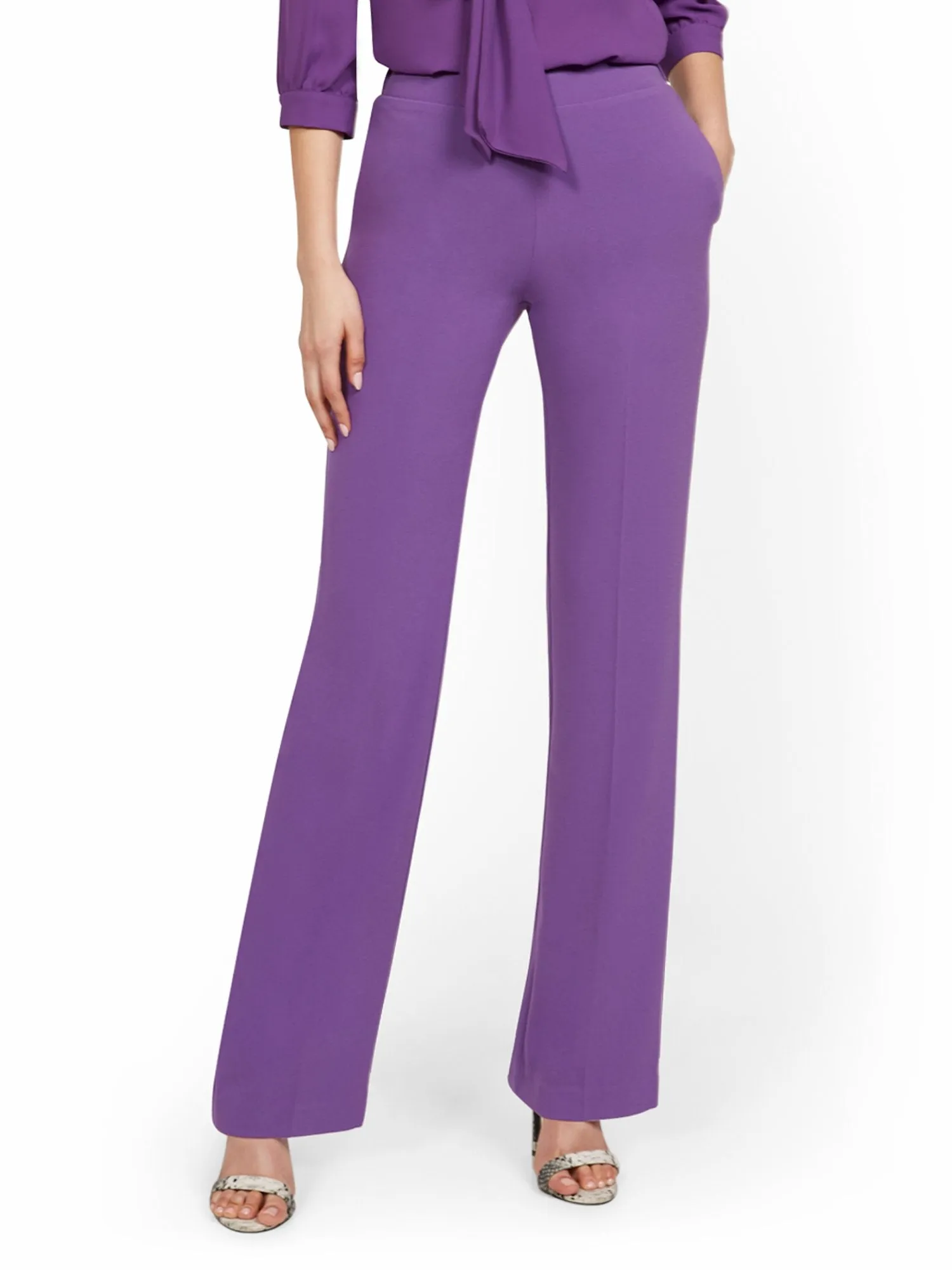 High-Waisted Straight-Leg Pull-On Pant