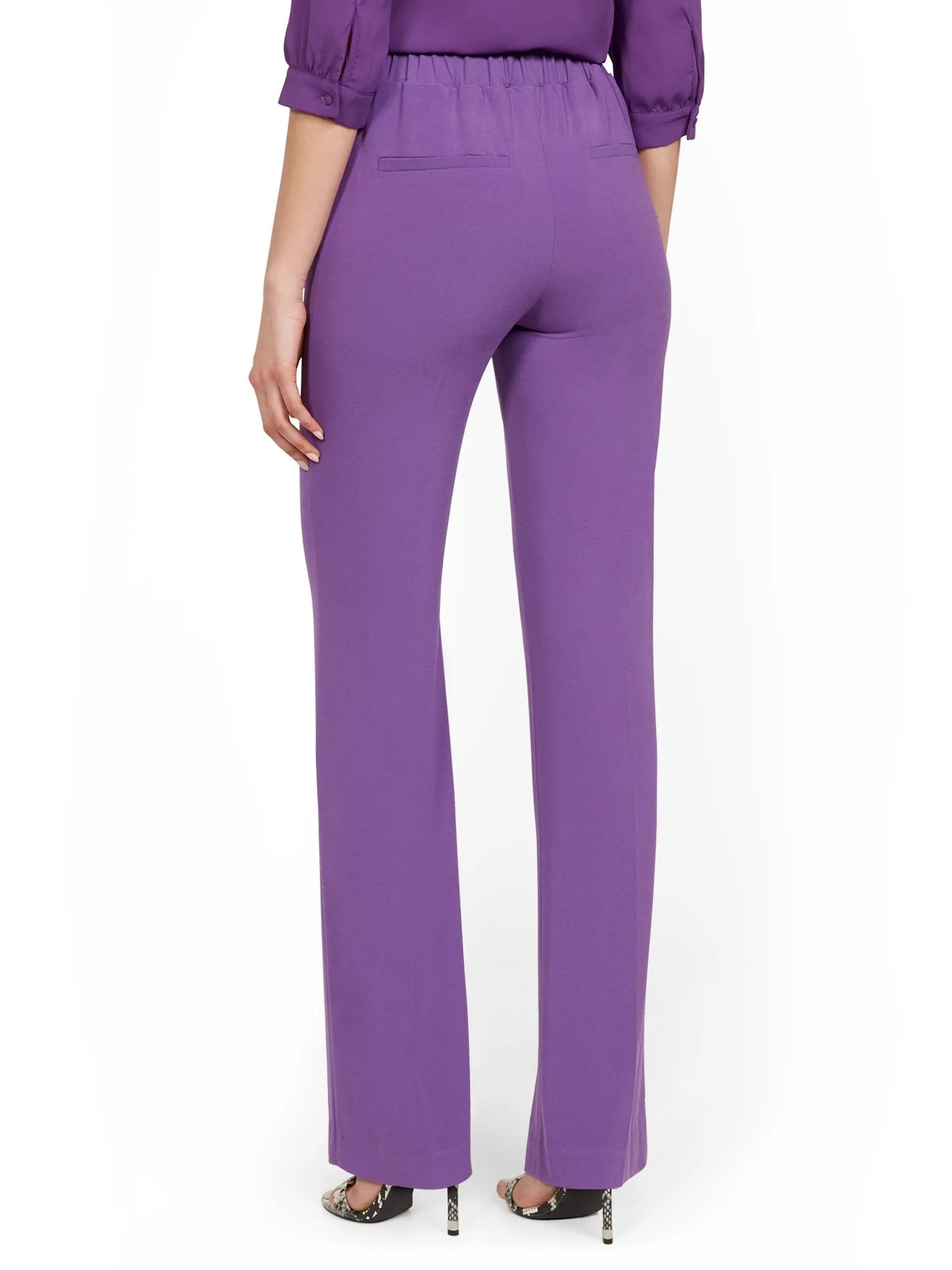 High-Waisted Straight-Leg Pull-On Pant