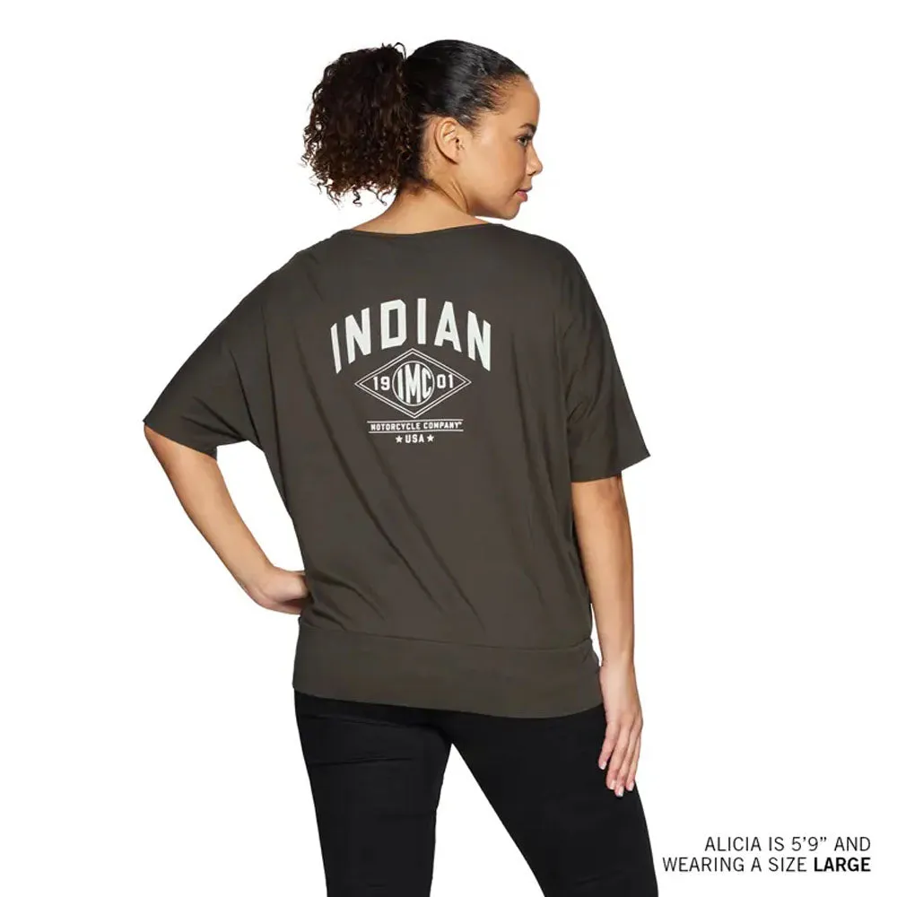 Indian Motorcycle Womens 1901 IMC Banded T-Shirt Green