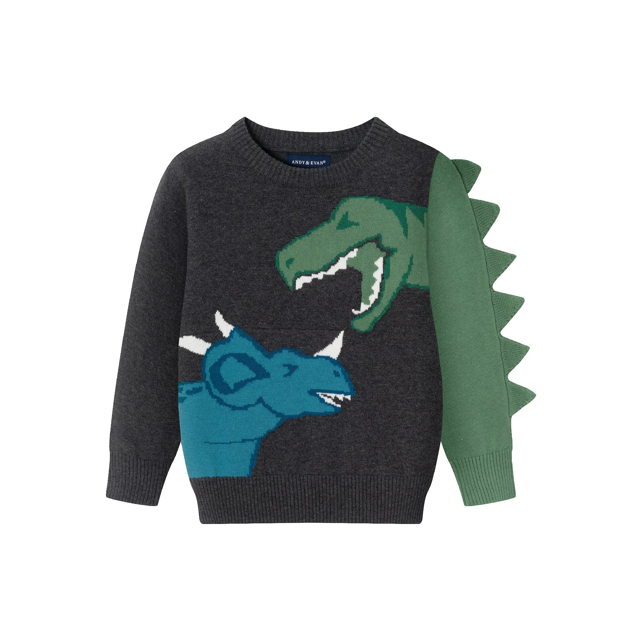 Kids (2-4) Sweater Set | Charcoal Dinosaur