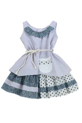 Light Gray Toddlers & Girls Boho Patchwork-Layers Dress