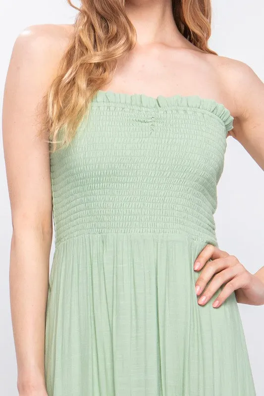 Light Green Strapless Maxi Dress