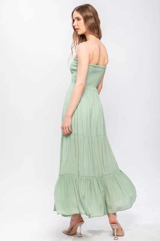 Light Green Strapless Maxi Dress