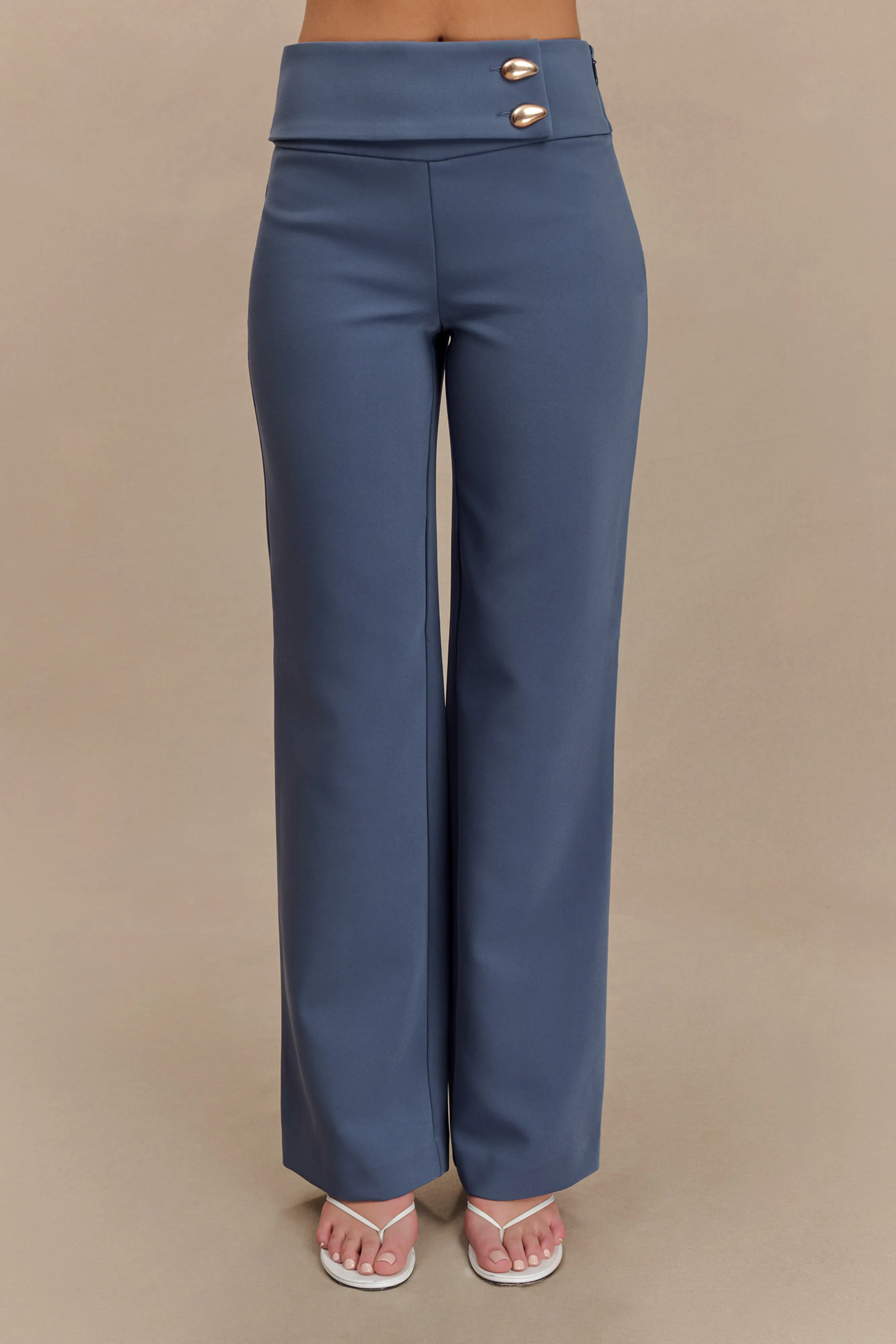 Lindie Straight Leg Suiting Pants - Steel