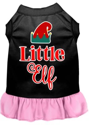 Little Elf Screen Print Dog Dress Black With Light Pink Sm