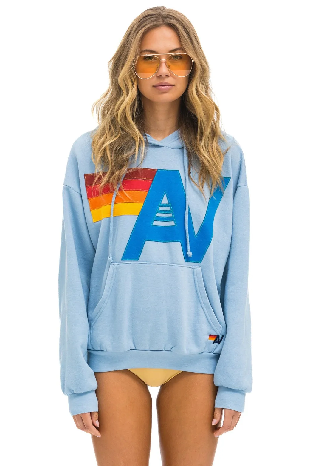 LOGO STITCH PULLOVER RELAXED HOODIE - ICE