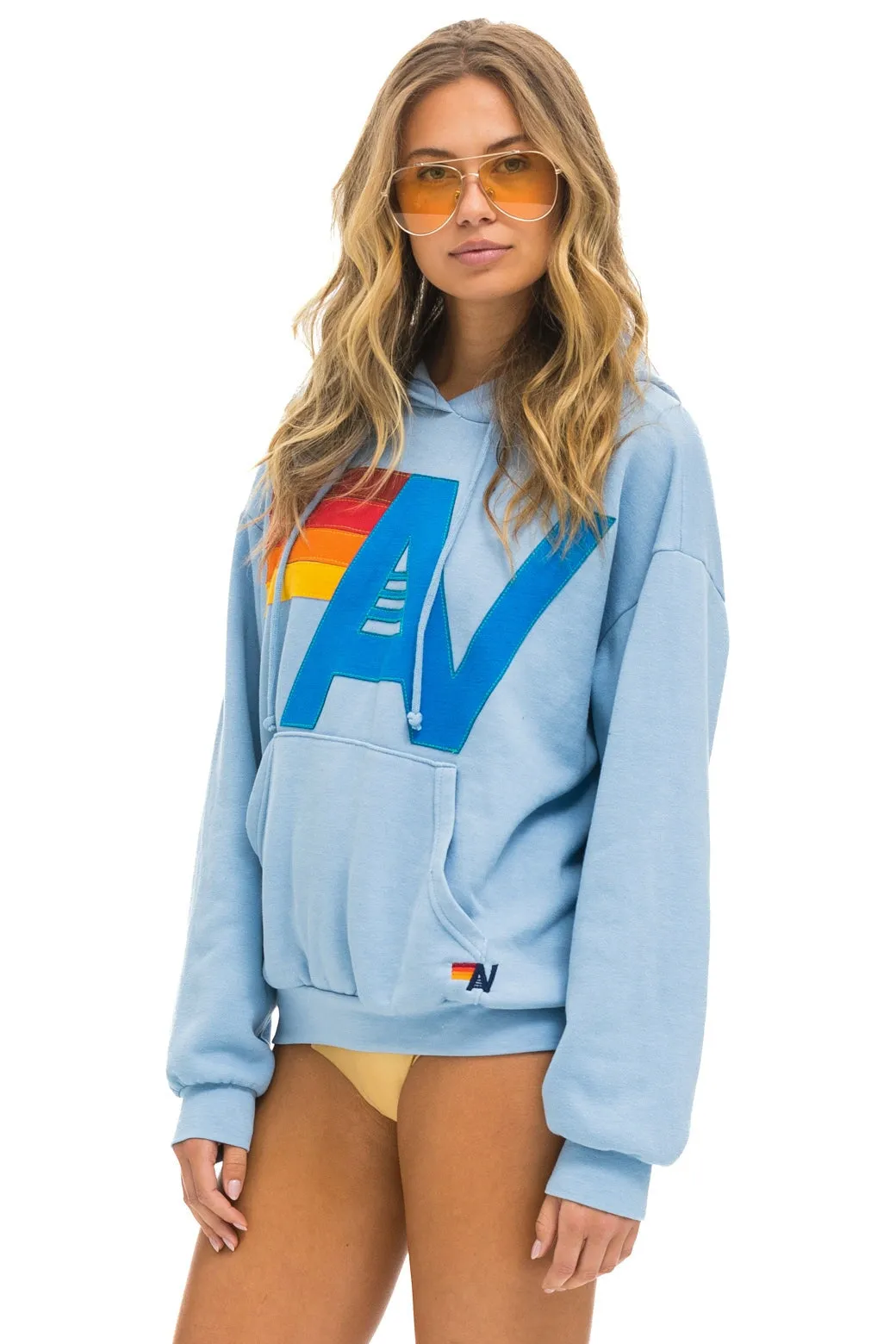 LOGO STITCH PULLOVER RELAXED HOODIE - ICE