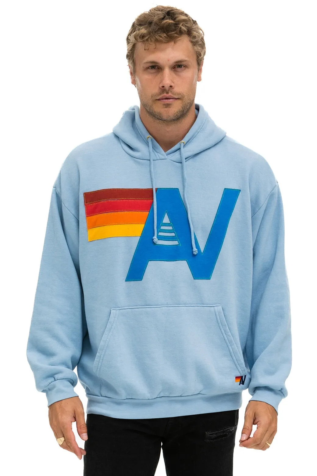 LOGO STITCH PULLOVER RELAXED HOODIE - ICE