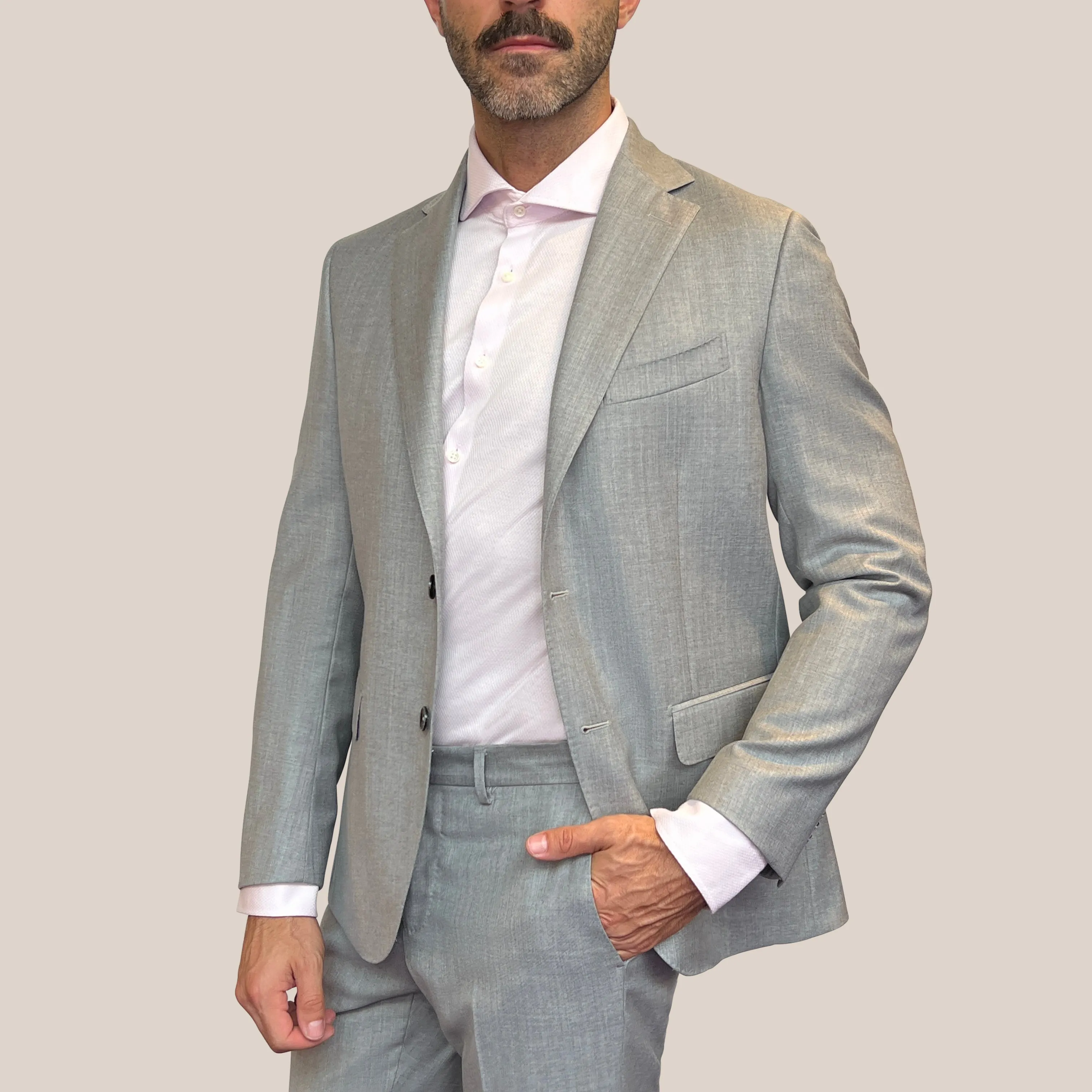 Melange Wool Blazer - Grey