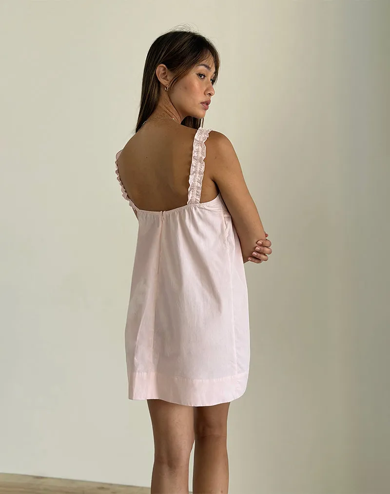 Melda Tea Mini Dress in Poplin Light Pink