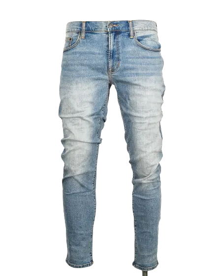 Men's Vintage Washed Blue Denim Jeans