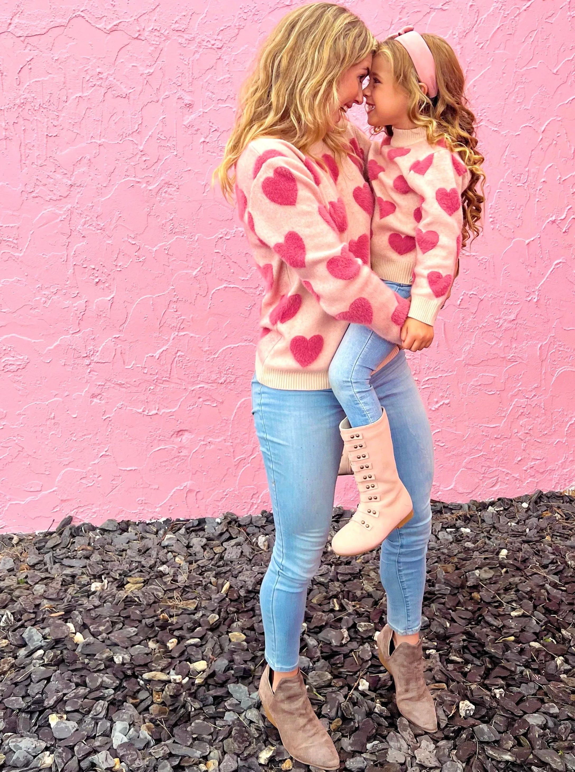 Mommy And Me Hearts On Fire Knit Sweater