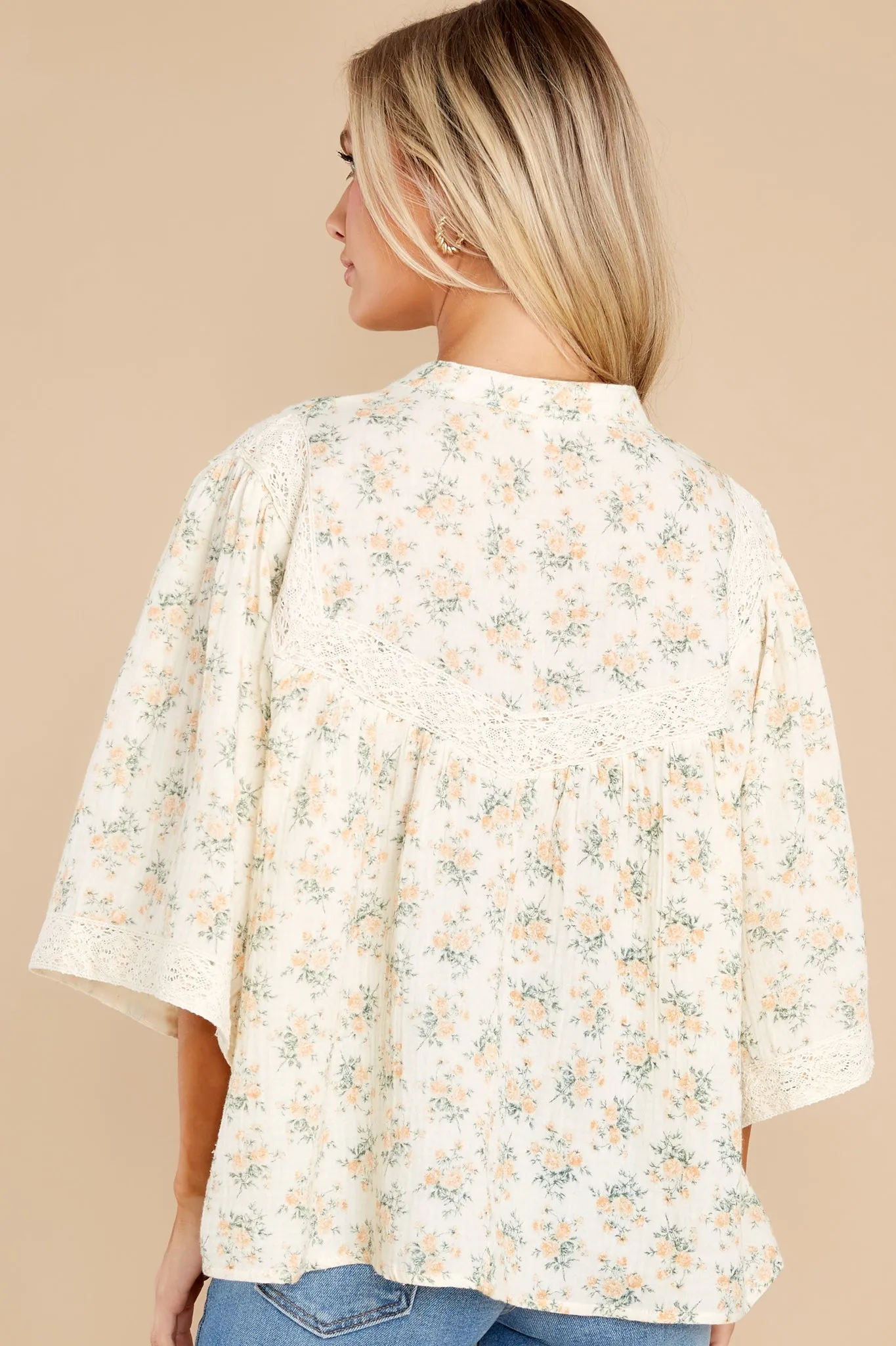 My Dearest Love Ivory Floral Print Top