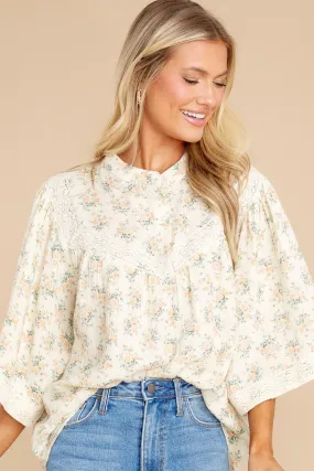 My Dearest Love Ivory Floral Print Top