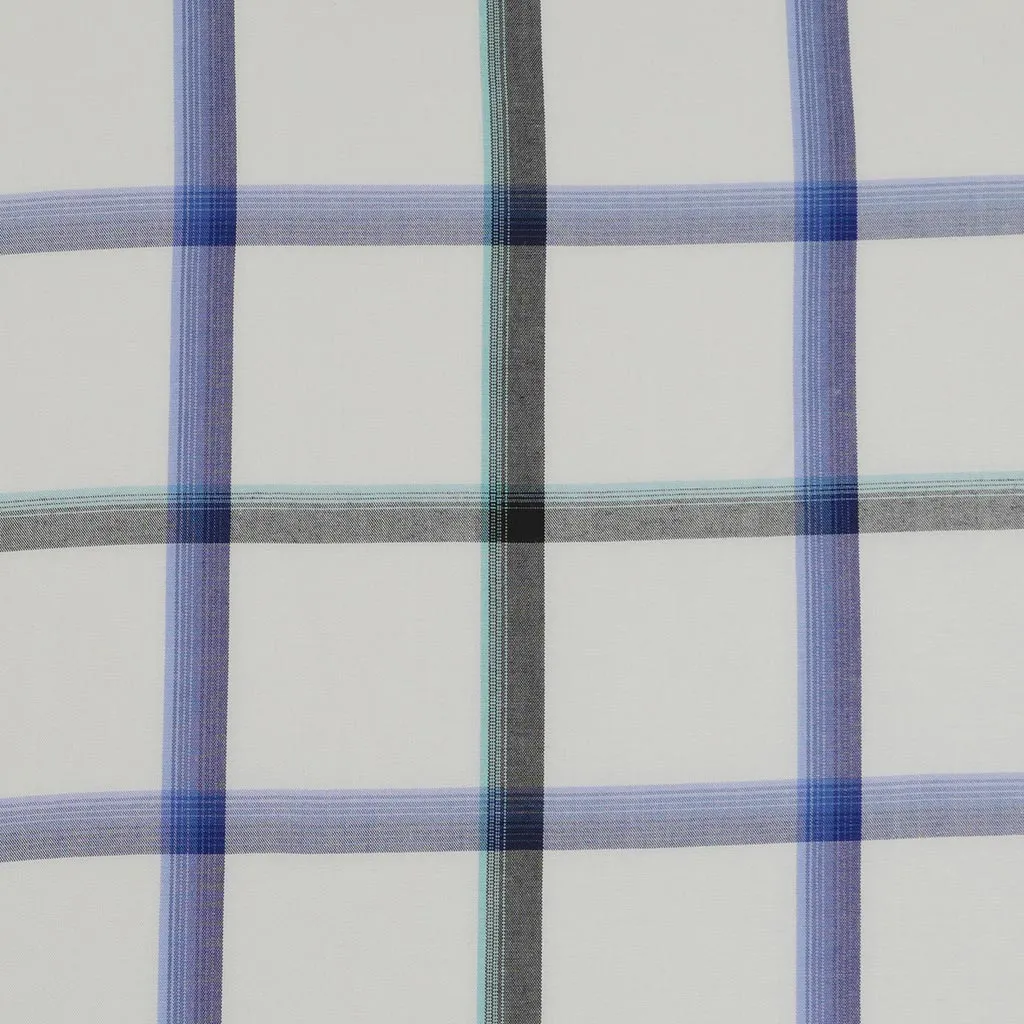 Nairn - Blue Yarn Dyed Asymmetrical Plaid Woven Fabric - 2m Remnant