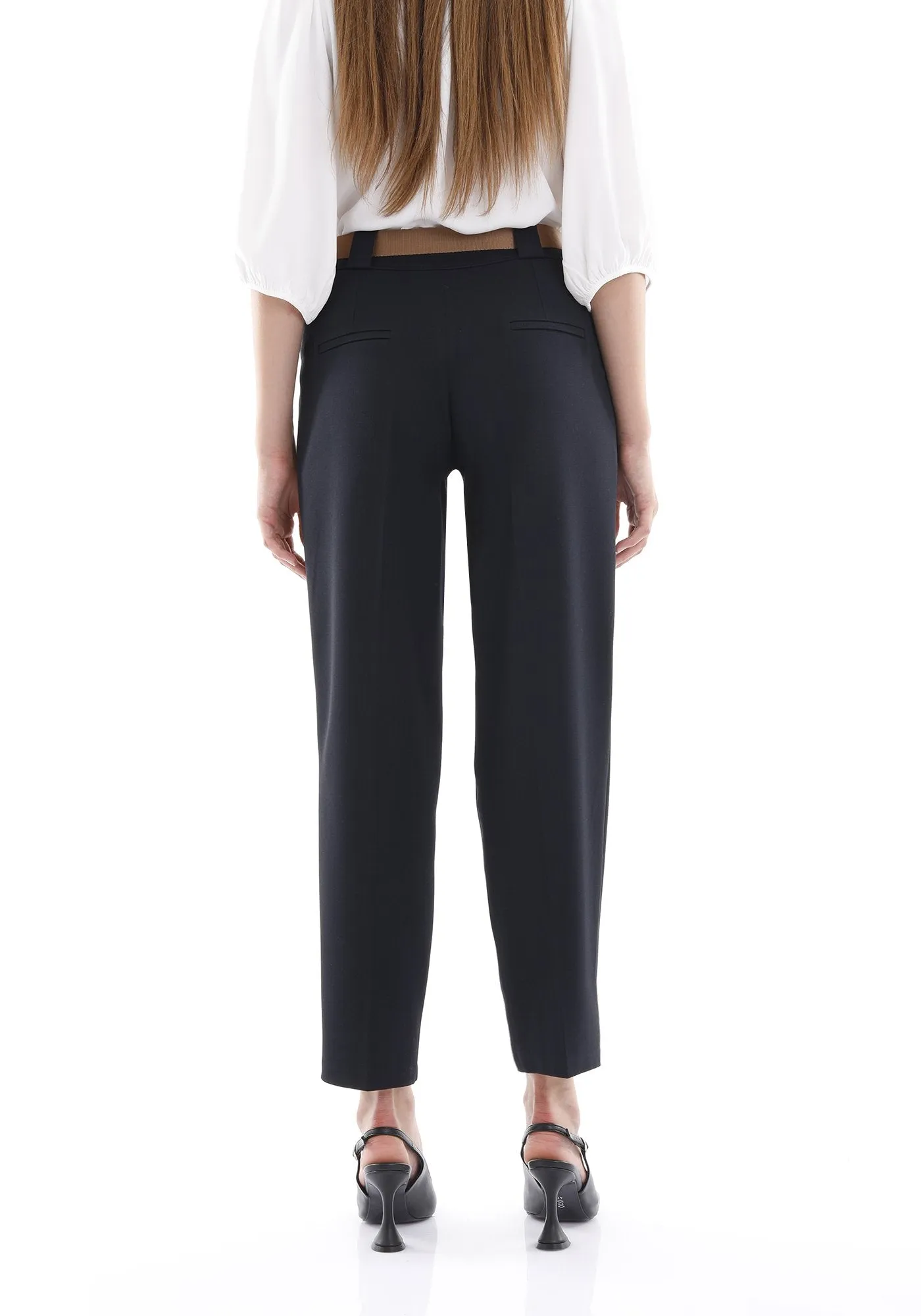 Navy Harem Pants with Belt