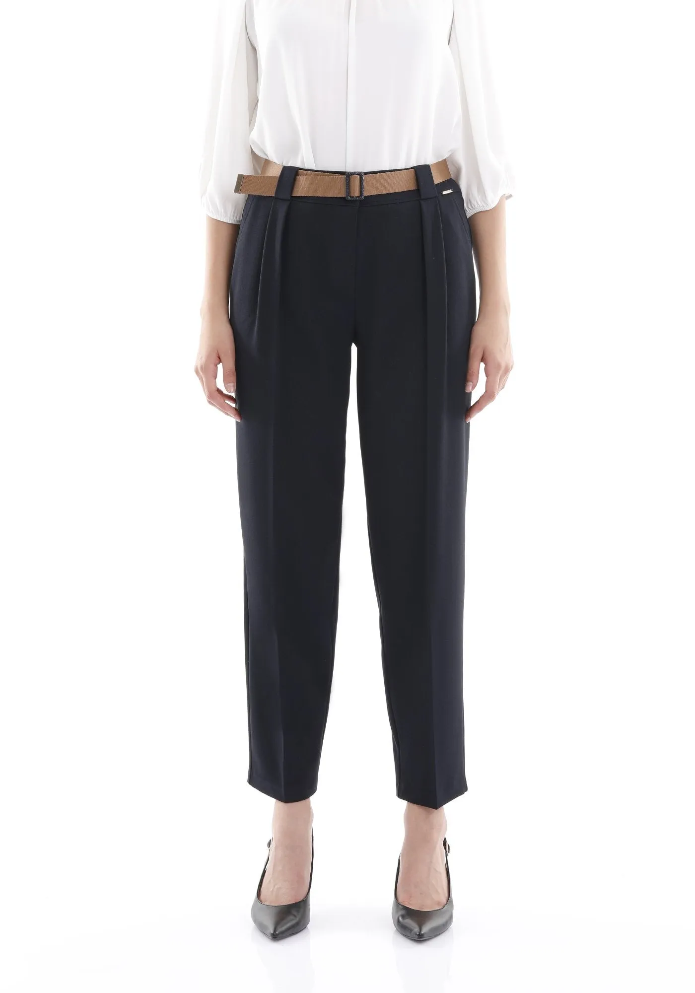 Navy Harem Pants with Belt