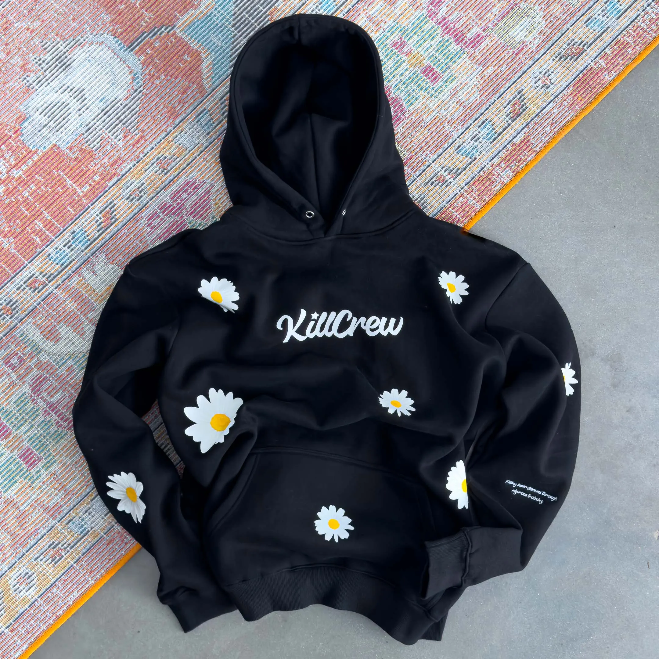 OVERSIZED LUX "DAISY" HOODIE - BLACK