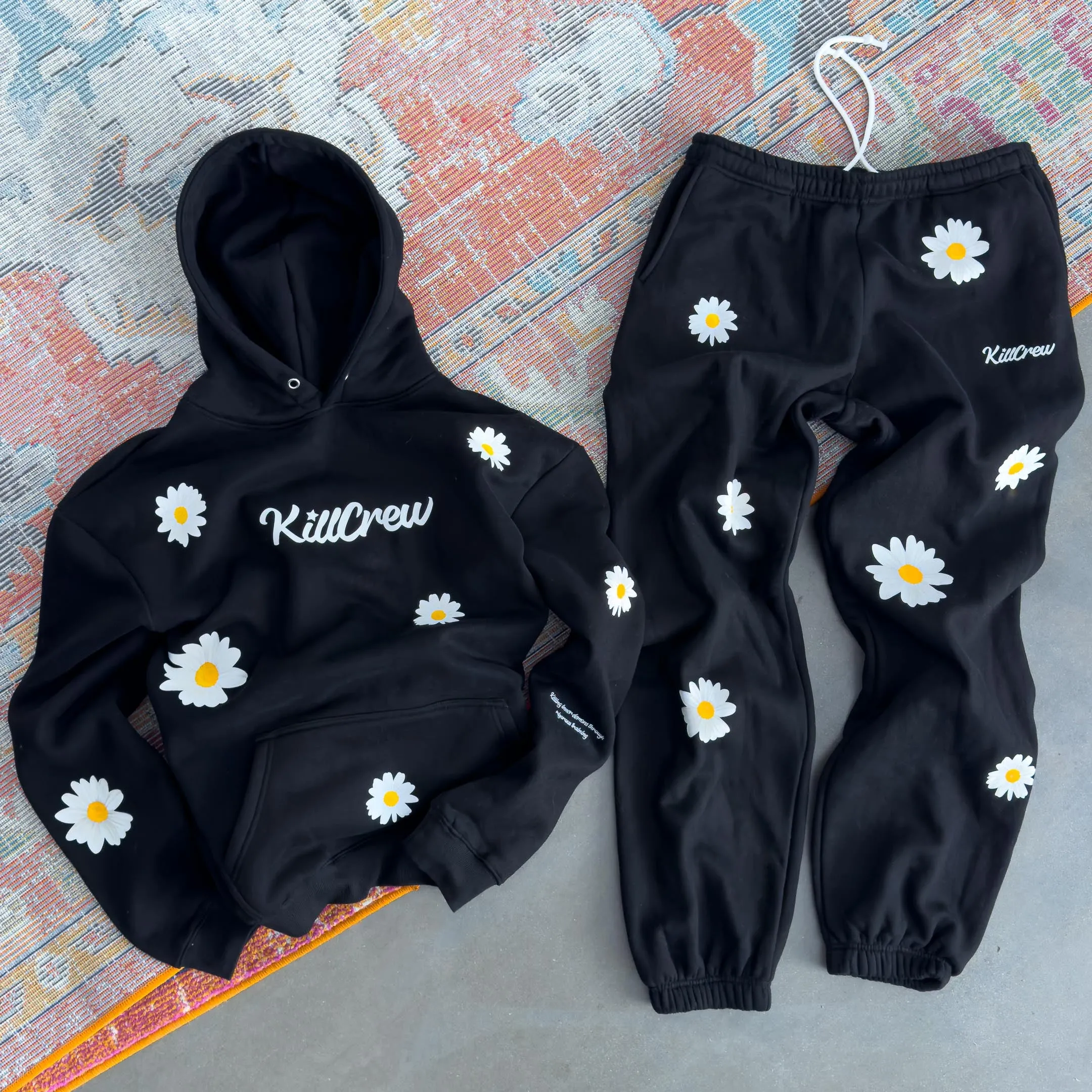 OVERSIZED LUX "DAISY" HOODIE - BLACK