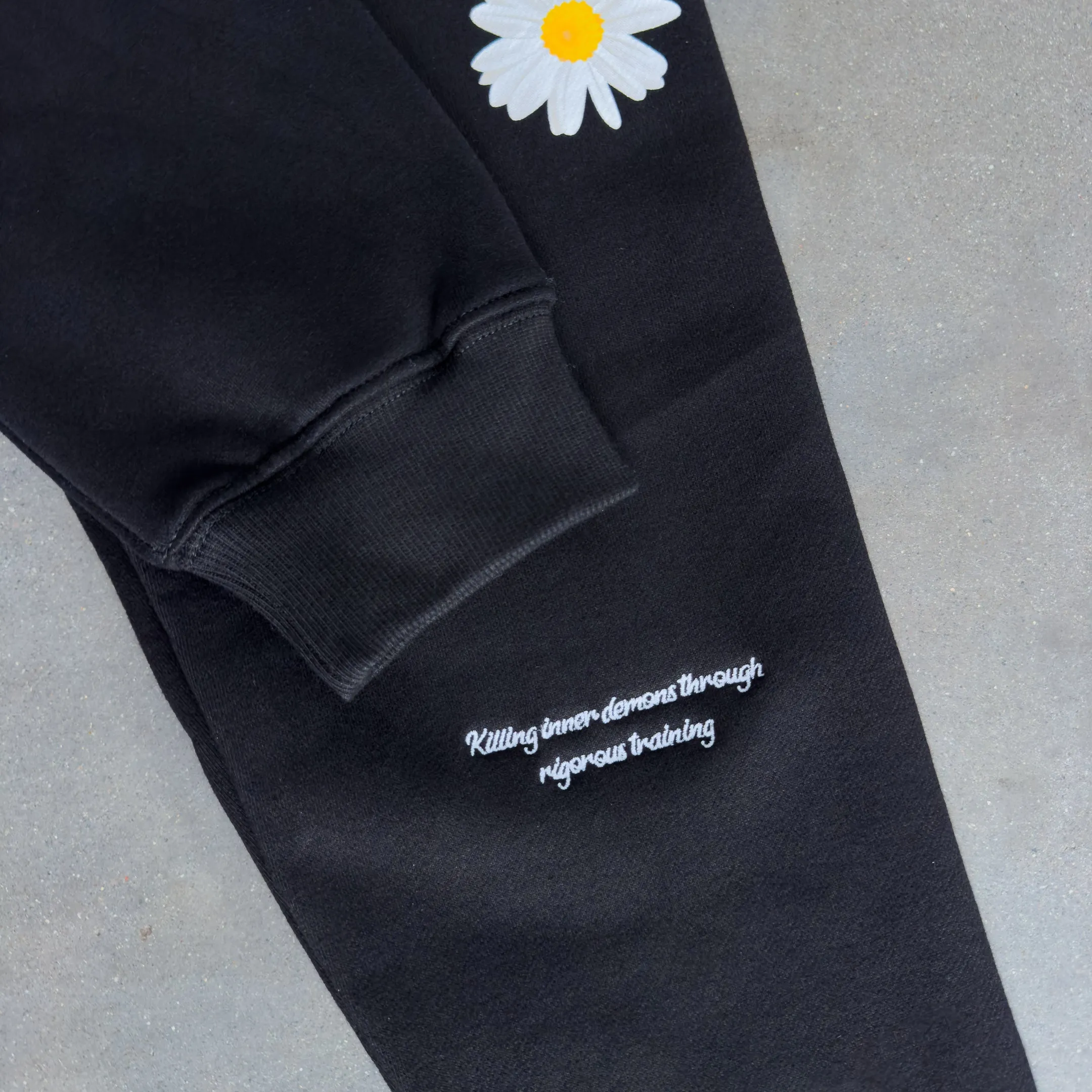 OVERSIZED LUX "DAISY" HOODIE - BLACK